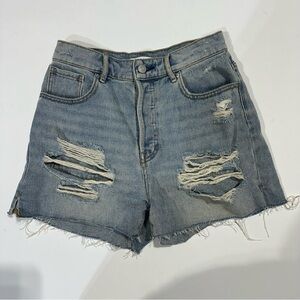 PacSun high-rise icon, distressed denim short size 26